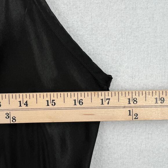 ENZA COSTA Satin Bias Slip Dress Womens XL Black Maxi V-neck Spaghetti Strap - Picture 8 of 16